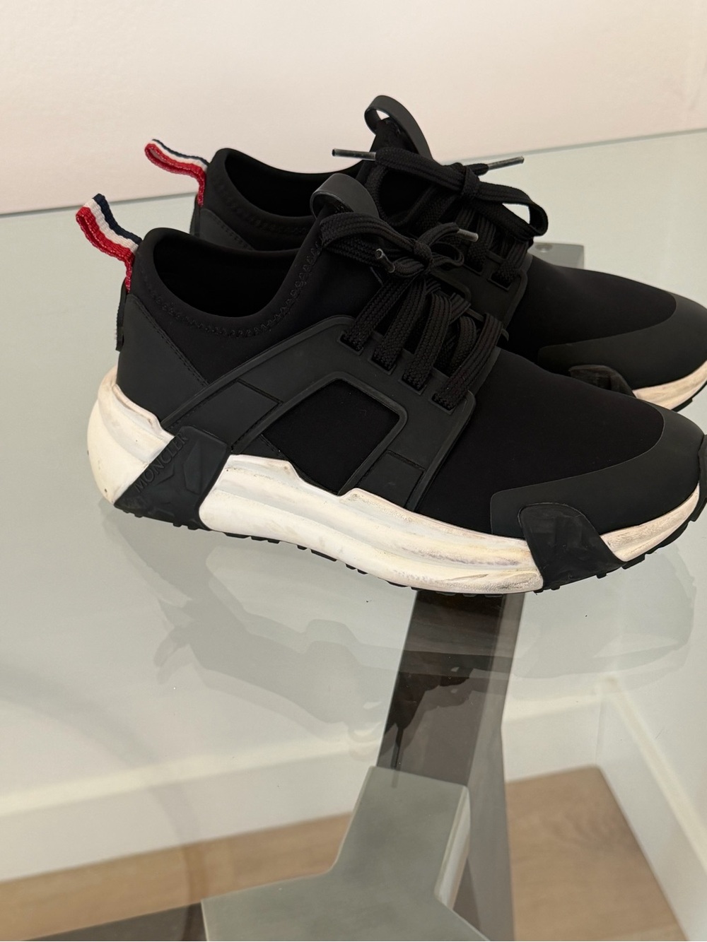 Moncler Black Neoprene Sneakers Chunky Sole Logo Size 6.5 - Picture 5 of 15
